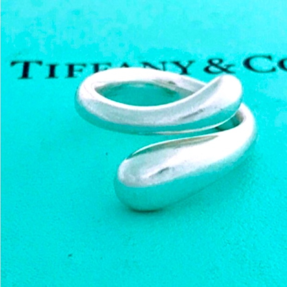 Authentic Tiffany & Co. Elsa Peretti Sterling Silver Teardrop Wrap Ring Sz 5.75
